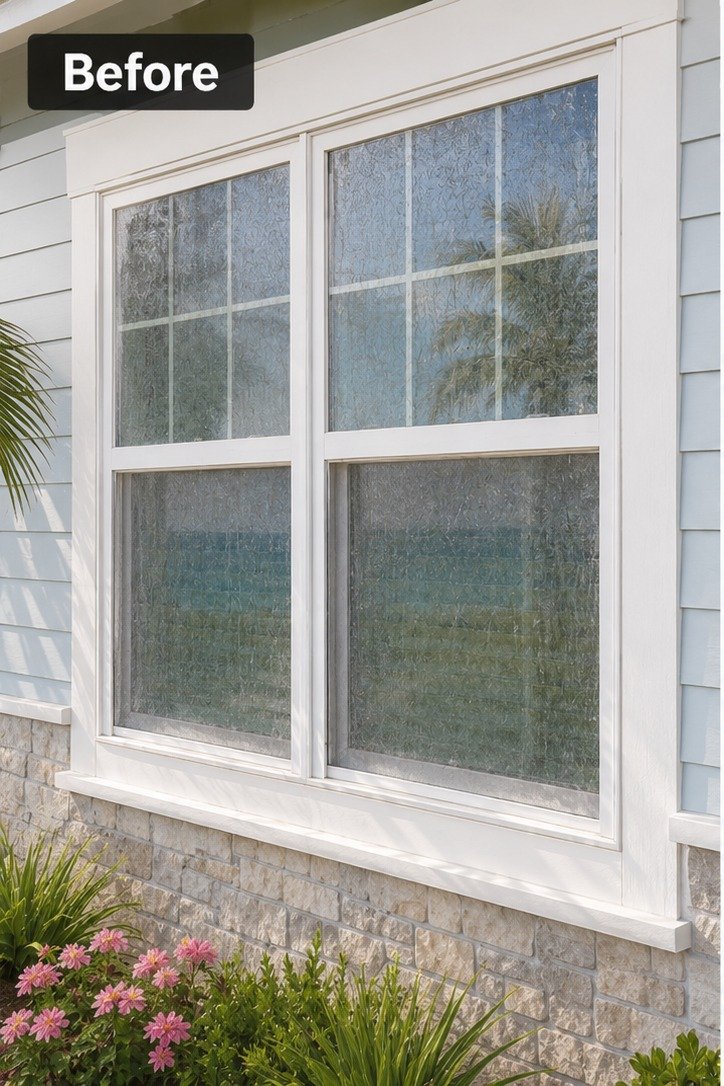Dirty windows before professional window cleaning